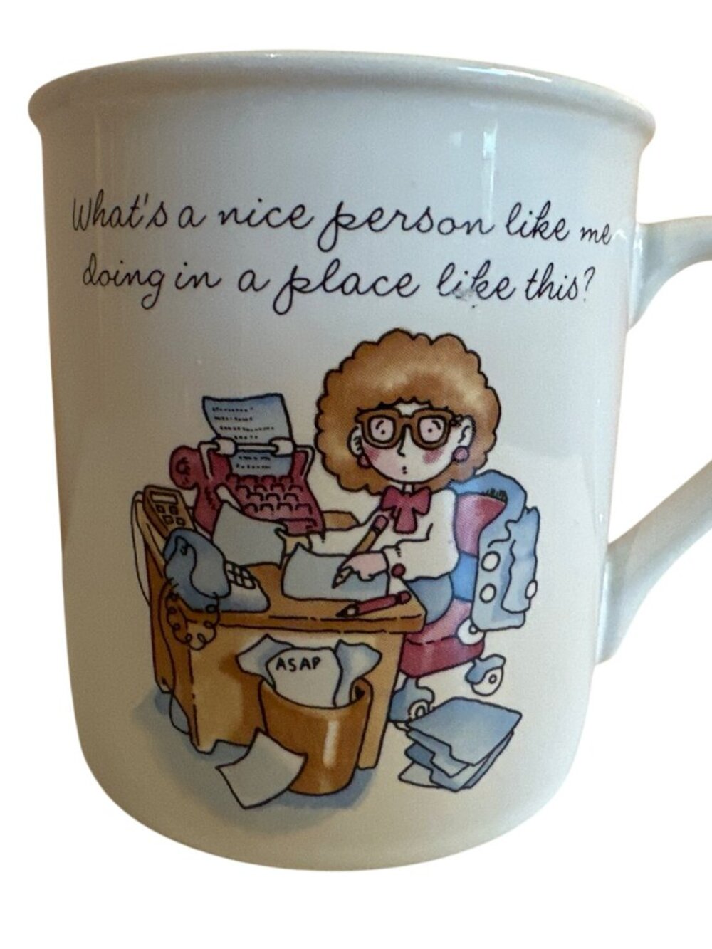 Hallmark Rim Shots 1985 Ceramic Mug With Humorous Office Cartoon Graphic